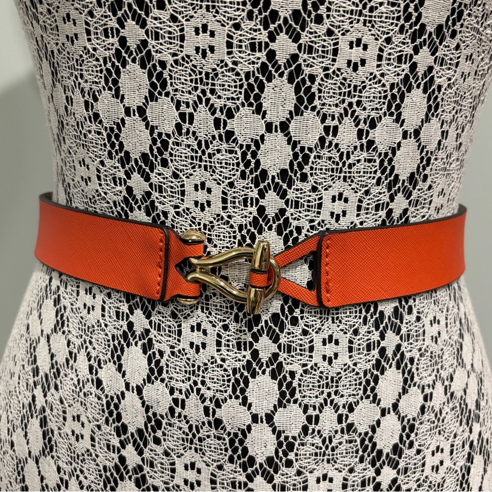 Banana Republic Vibrant Orange Belt with Gold Clasp XS